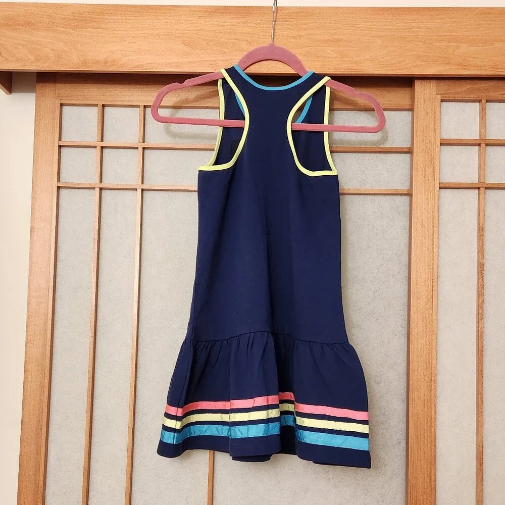 NAUTICA Big Girls Deep Navy Ribbon Border Dress size 8/10 NEW Yellow Red NEW tag